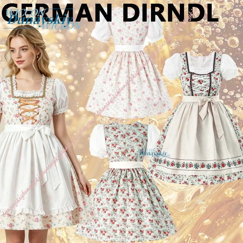 Women's 3-Piece Traditional German Dirndl Dress with Lace Printed Blouse Apron Rural Style Dirndl Gown Oktoberfest Cos Costume
Women's 3-Piece Traditional German Dirndl Dress with Lace Printed Blouse Apron Rural Style Dirndl Gown Oktoberfest Cos Costume