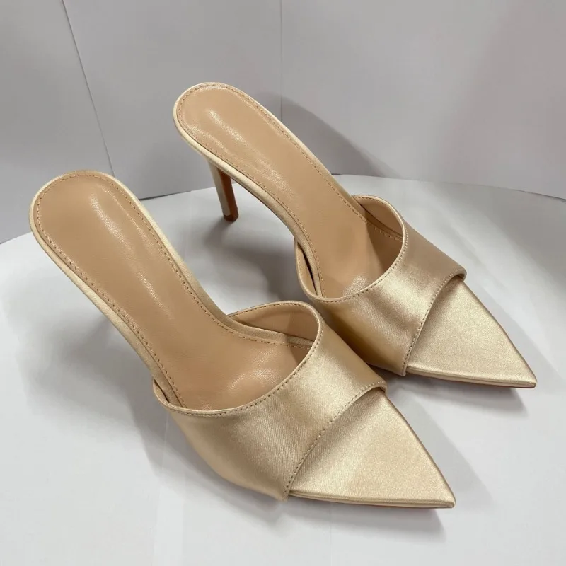 New Summer Women's High-heeled Sandals Satin High-heeled Slippers Versatile Simple One-word Stiletto Pointed High Heels
New Summer Women's High-heeled Sandals Satin High-heeled Slippers Versatile Simple One-word Stiletto Pointed High Heels