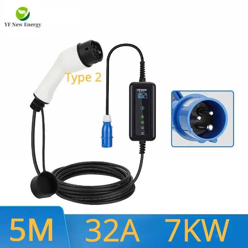 Portable ev charger 32a 7kw type 2 for electric car charger 1 phase battery cargador tipo 2 para coche Industrial plugs j1772
Portable ev charger 32a 7kw type 2 for electric car charger 1 phase battery cargador tipo 2 para coche Industrial plugs j1772