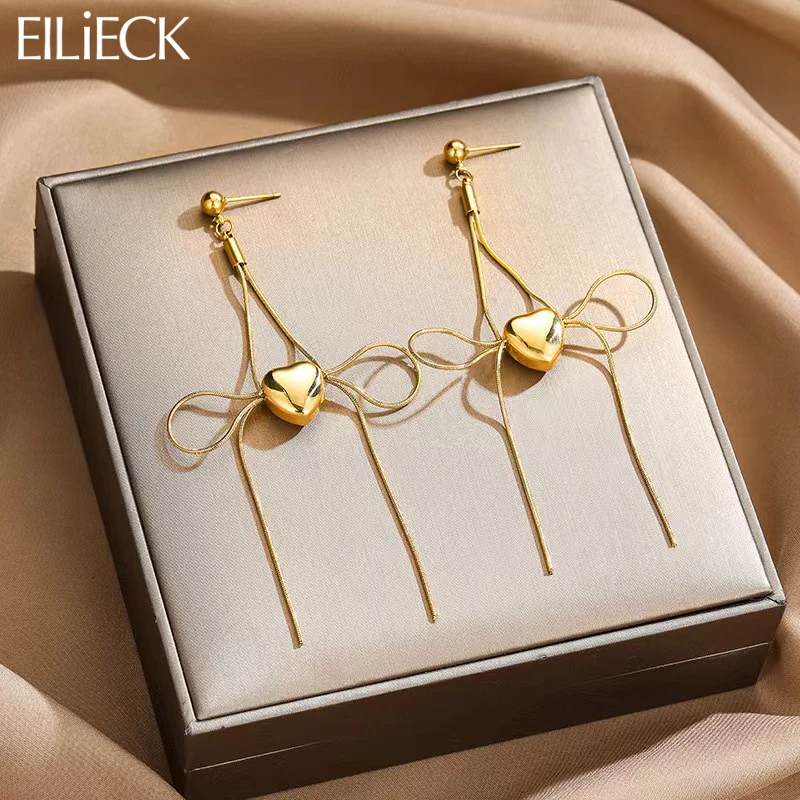 EILIECK 316L Stainless Steel Heart Bow Tie Dangle Earrings For Women Fashion Gold Color Waterproof Ear Jewelry Holiday Gift
EILIECK 316L Stainless Steel Heart Bow Tie Dangle Earrings For Women Fashion Gold Color Waterproof Ear Jewelry Holiday Gift