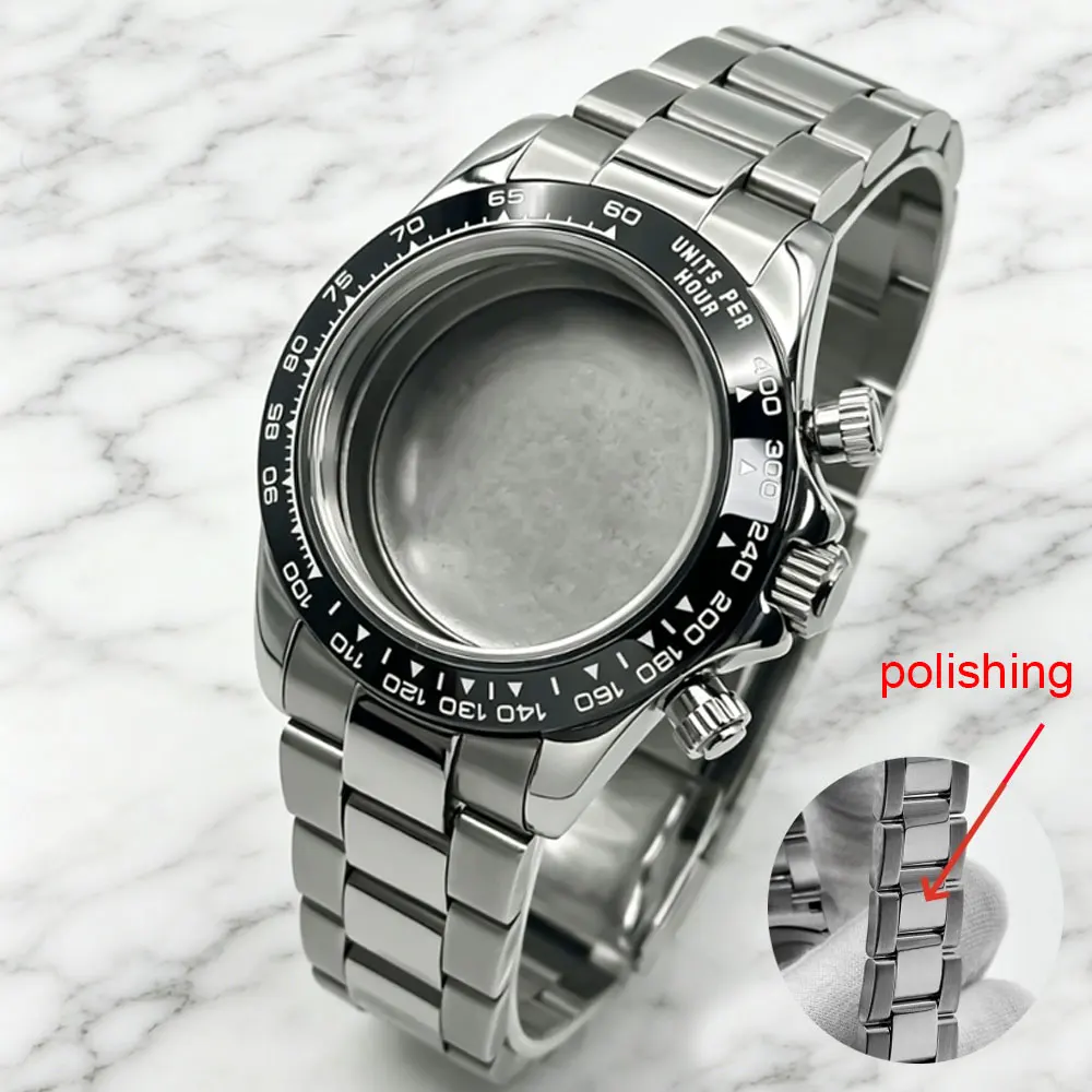 39mm 316L stainless steel sapphire glass 904L polished middle strap 5Bar waterproof high-quality ceramic bezel suitable for VK63
39mm 316L stainless steel sapphire glass 904L polished middle strap 5Bar waterproof high-quality ceramic bezel suitable for VK63