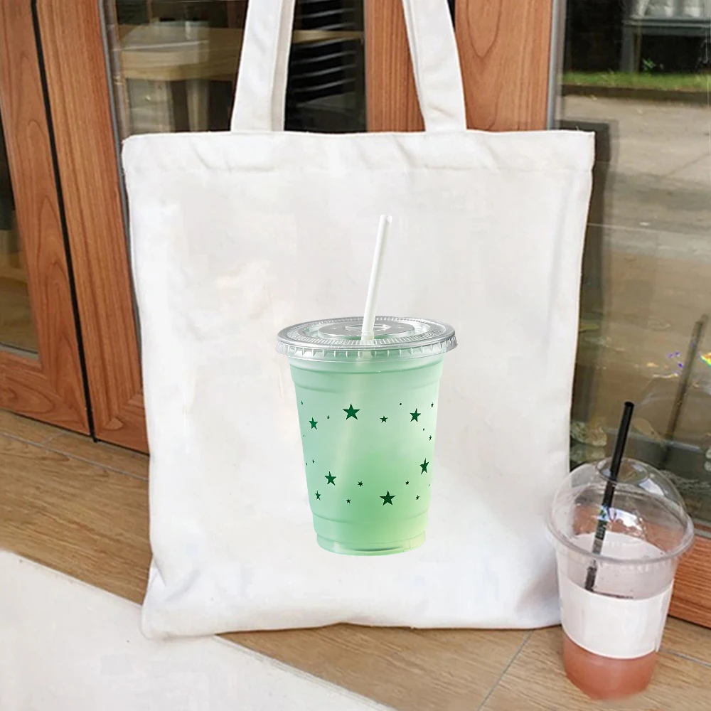 Green Star Drink Cup Canvas Tote Bag Kawaii Print Shoulder Bag
Green Star Drink Cup Canvas Tote Bag Kawaii Print Shoulder Bag