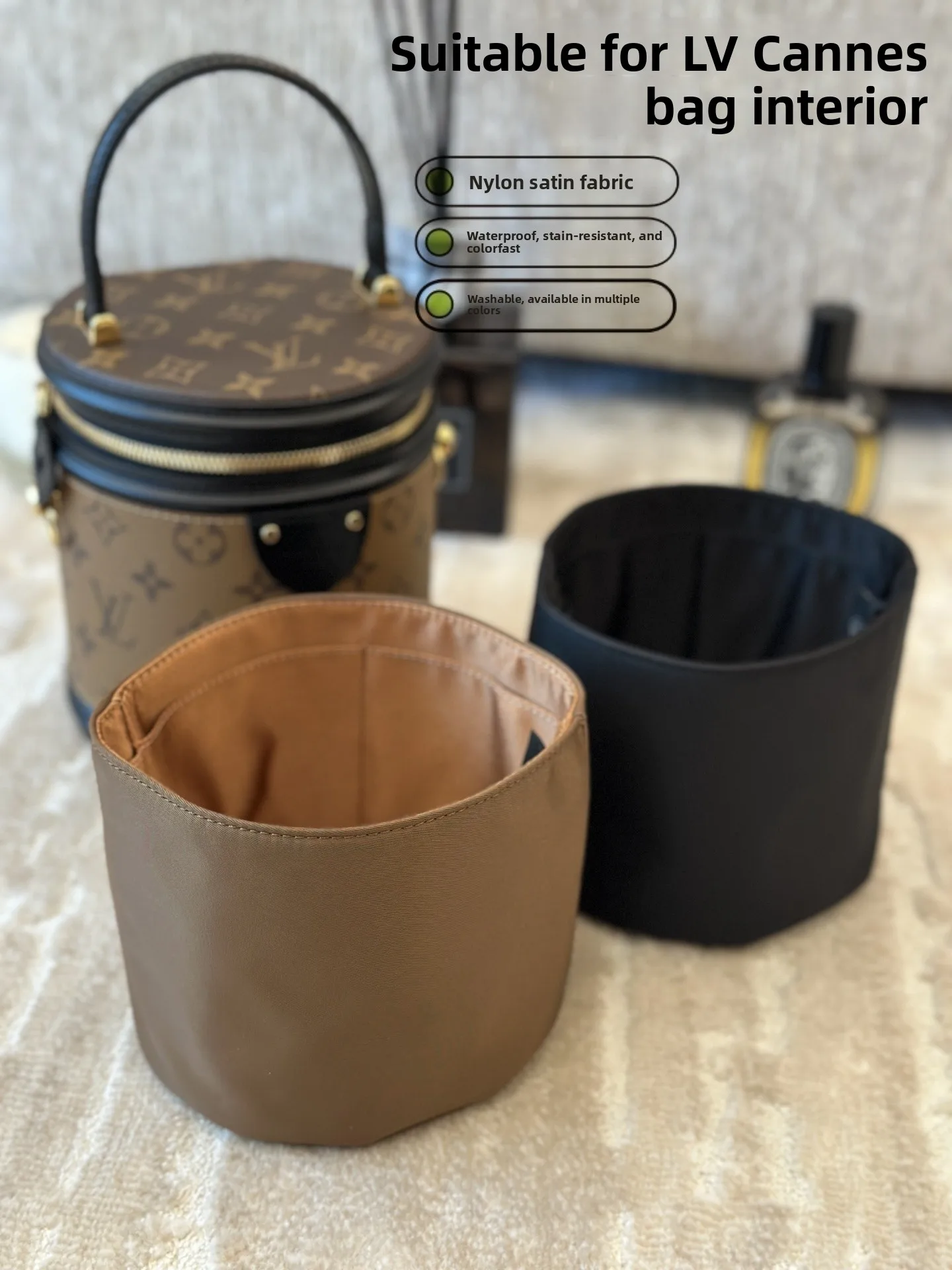 Waterproof Nylon Silk Lightweight Storage Inner Bag for LV Cannes Money Buet Luxury Pfanxing Cosmetic Bag Pure Color Design
Waterproof Nylon Silk Lightweight Storage Inner Bag for LV Cannes Money Buet Luxury Pfanxing Cosmetic Bag Pure Color Design