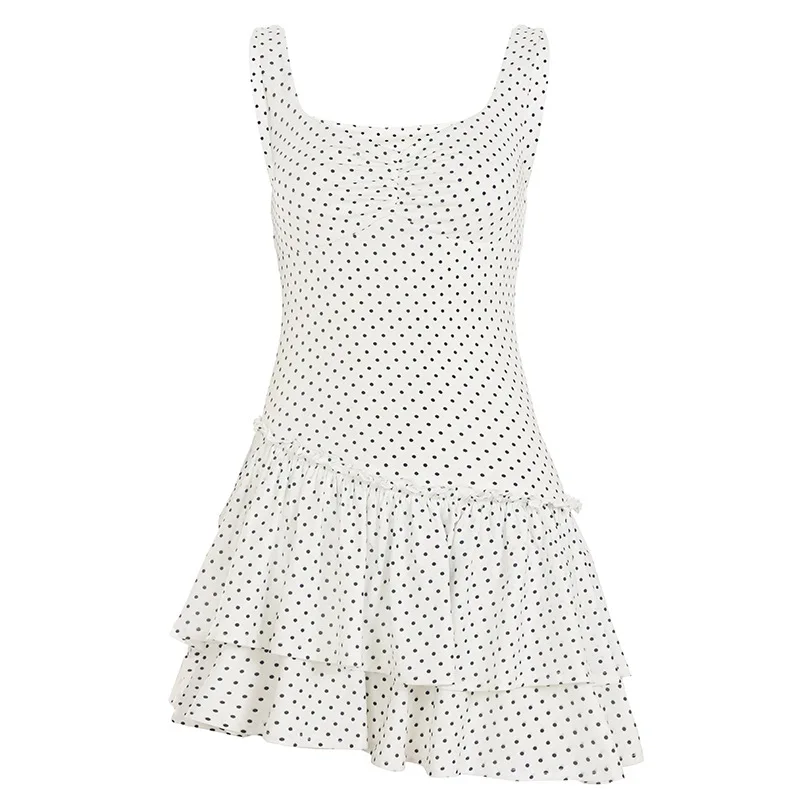 White Polka Dot Tiered Mini Dress Fashion Square Neck Sleeveless Ruched Bust Ruffle Hem Casual Summer Dresses 2026 New Lady Robe
White Polka Dot Tiered Mini Dress Fashion Square Neck Sleeveless Ruched Bust Ruffle Hem Casual Summer Dresses 2026 New Lady Robe