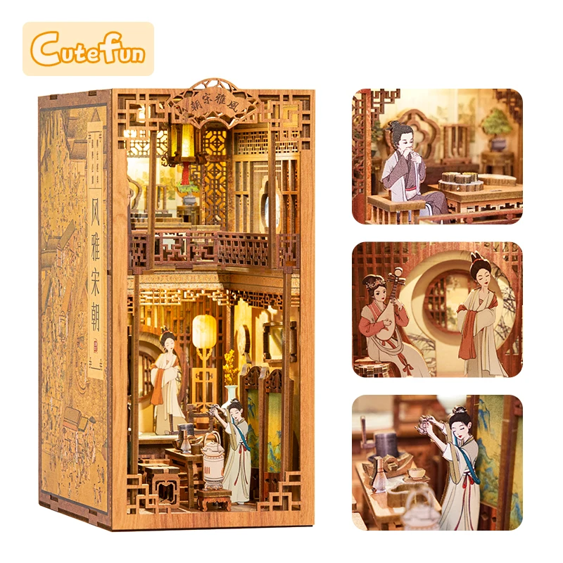 Cutefun DIY Book Nook Shelf Insert Kit Elegant Song Diy Miniature Hous with Furniture and Touch Light for Adult Xmas Gifts
Cutefun DIY Book Nook Shelf Insert Kit Elegant Song Diy Miniature Hous with Furniture and Touch Light for Adult Xmas Gifts