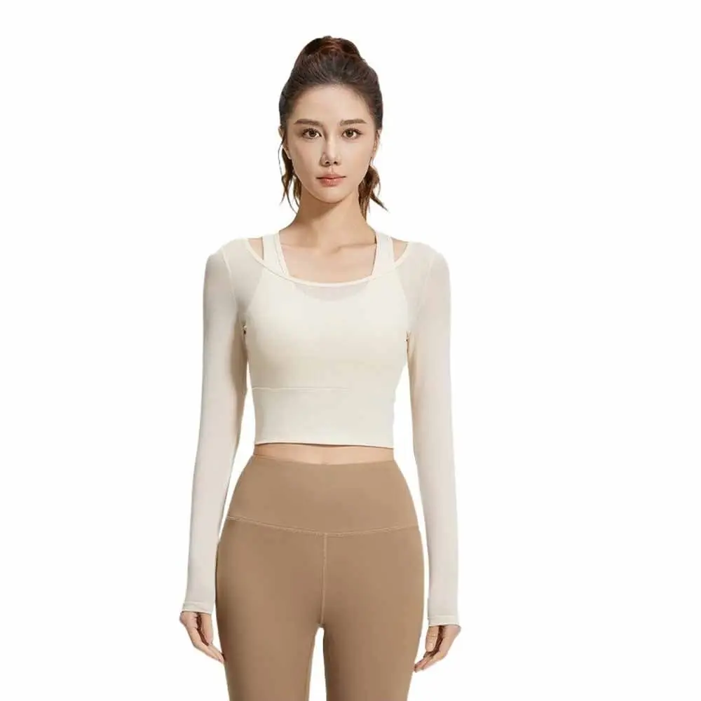Long Sleeved Fitness Yoga Top Mesh Splicing Slimming Design Women Sports Top High Elastic Fixed Chest Pad Workout T-shirt
Long Sleeved Fitness Yoga Top Mesh Splicing Slimming Design Women Sports Top High Elastic Fixed Chest Pad Workout T-shirt