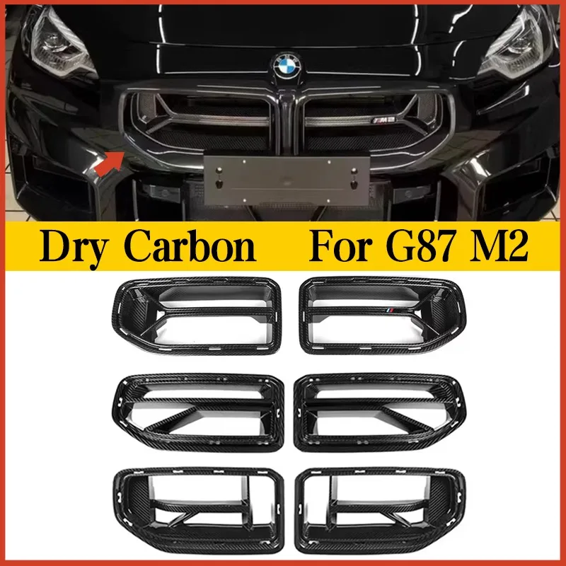 For BMW M2 G87 CS Style Dry Carbon Fiber Racing Grills Front Bumper Air Vent Cover Trim Foglamp Mesh Grill Frame Body Ki 2023+
For BMW M2 G87 CS Style Dry Carbon Fiber Racing Grills Front Bumper Air Vent Cover Trim Foglamp Mesh Grill Frame Body Ki 2023+