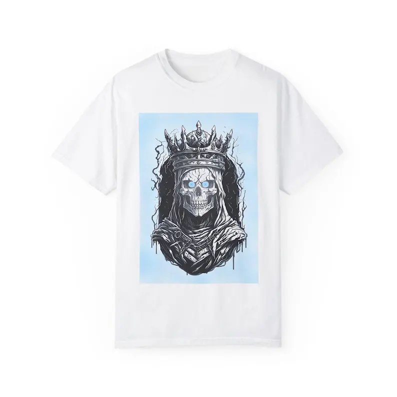 Creepy Crowned Skull T-Shirt, Gothic Apparel, Unisex Tee, Edgy Fashion, Halloween Top, Unique Gift
Creepy Crowned Skull T-Shirt, Gothic Apparel, Unisex Tee, Edgy Fashion, Halloween Top, Unique Gift