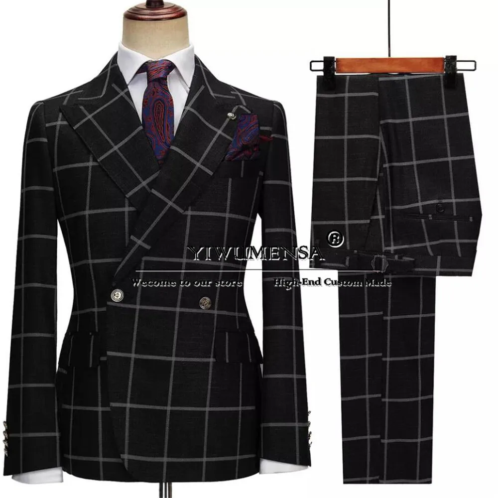 Classic Business Suit Men Double Breasted Plaid Check Blazer Customized 2-Piece Set England Style Groom Wedding Tuxedo Male Suit
Classic Business Suit Men Double Breasted Plaid Check Blazer Customized 2-Piece Set England Style Groom Wedding Tuxedo Male Suit