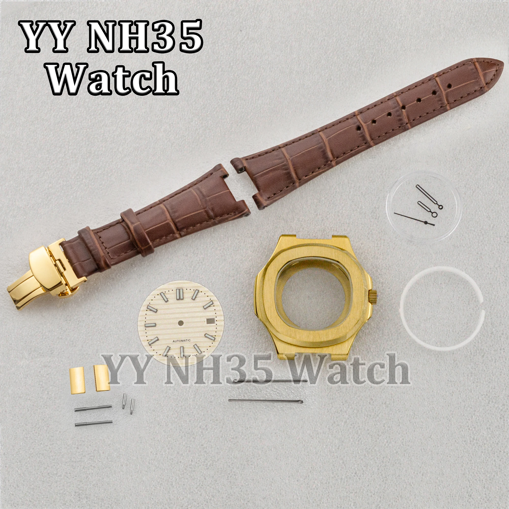 41mm Case for Nautilus Watches Genuine Leather Strap Sapphire Crystal Gold PVD Watch Case fit NH35/36 Movement Watch Accessories
41mm Case for Nautilus Watches Genuine Leather Strap Sapphire Crystal Gold PVD Watch Case fit NH35/36 Movement Watch Accessories