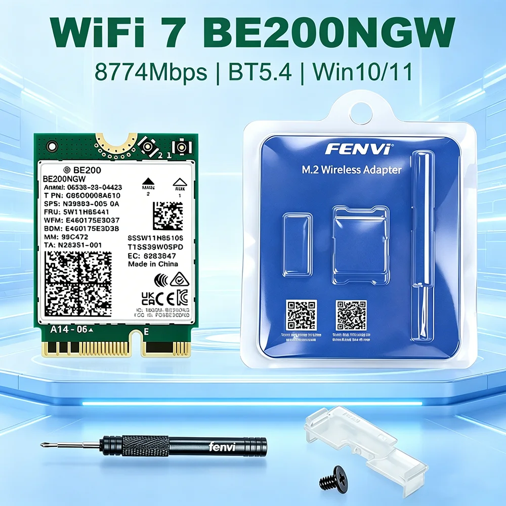 WiFi 7 BE200 BT5.4 Wireless WiFi Card M.2 802.11BE Bluetooth5.4 BE200NGW WiFi adaptador Network Adapter For Win 10/11
WiFi 7 BE200 BT5.4 Wireless WiFi Card M.2 802.11BE Bluetooth5.4 BE200NGW WiFi adaptador Network Adapter For Win 10/11