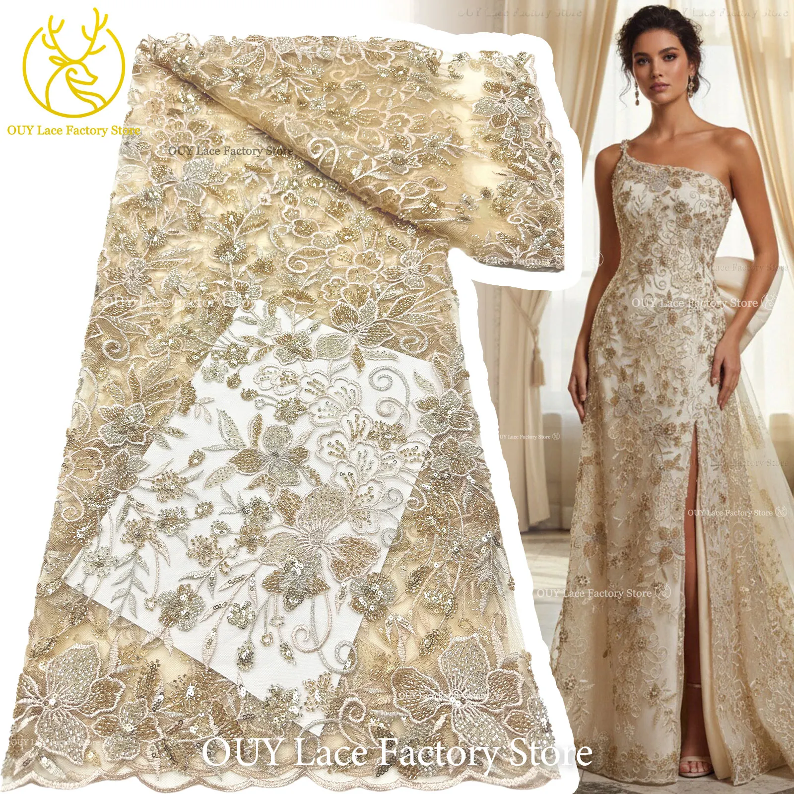 2026 Latest Style French Embroidery Sequins Tulle Lace Fabric African Groom Beaded Lace Fabric Nigerian Wedding Dress Fabric
2026 Latest Style French Embroidery Sequins Tulle Lace Fabric African Groom Beaded Lace Fabric Nigerian Wedding Dress Fabric