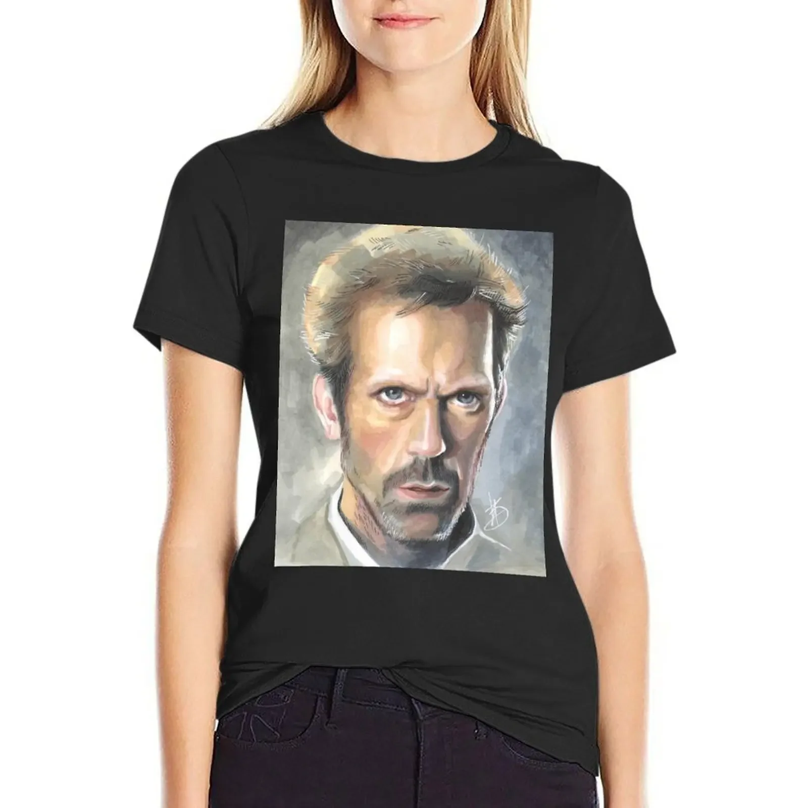 House, M.D. Hugh Laurie color portrait with markers T-Shirt summer tops t shirts for Women loose fit
House, M.D. Hugh Laurie color portrait with markers T-Shirt summer tops t shirts for Women loose fit