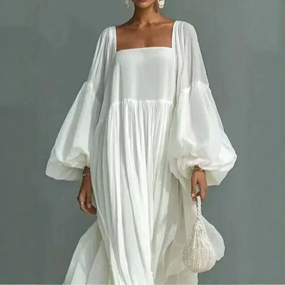 Women's Boho Square Neck Chiffon Maxi Dress White Puff Long Sleeve Loose Flowy Vacation Resort Autumn Oversized Chic Long Dress
Women's Boho Square Neck Chiffon Maxi Dress White Puff Long Sleeve Loose Flowy Vacation Resort Autumn Oversized Chic Long Dress