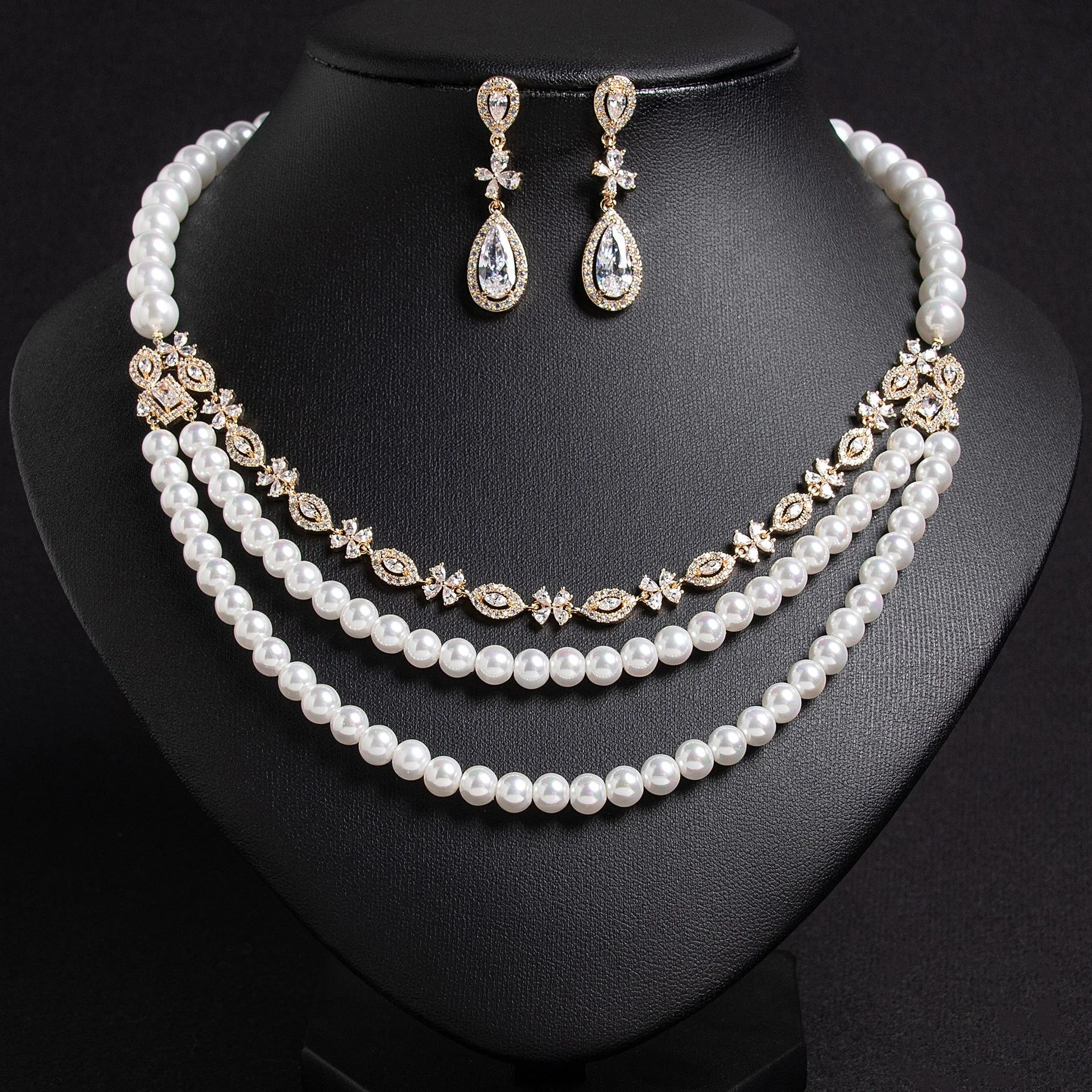 New European Pearl Jewelry Set Elegant Necklace Earrings Bridal Ornaments For Wedding Dinner Dress Matching
New European Pearl Jewelry Set Elegant Necklace Earrings Bridal Ornaments For Wedding Dinner Dress Matching