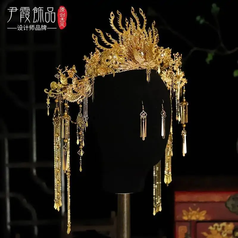 Xiuhe Dress Headdress, Phoenix Crown, Bride's Wedding Hair Accessory, Dragon And Phoenix Gown, New Handmade Half-crown
Xiuhe Dress Headdress, Phoenix Crown, Bride's Wedding Hair Accessory, Dragon And Phoenix Gown, New Handmade Half-crown