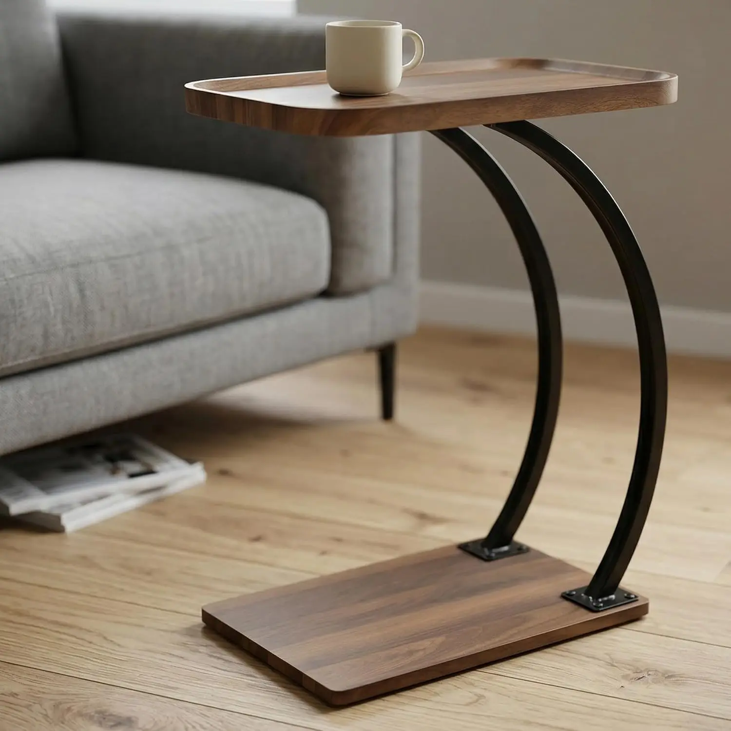 C-Shaped End Table for Sofa, Heavy Duty with Dual Metal Support, Raised Edge Tray, 20.5x13.4x25.5
C-Shaped End Table for Sofa, Heavy Duty with Dual Metal Support, Raised Edge Tray, 20.5x13.4x25.5