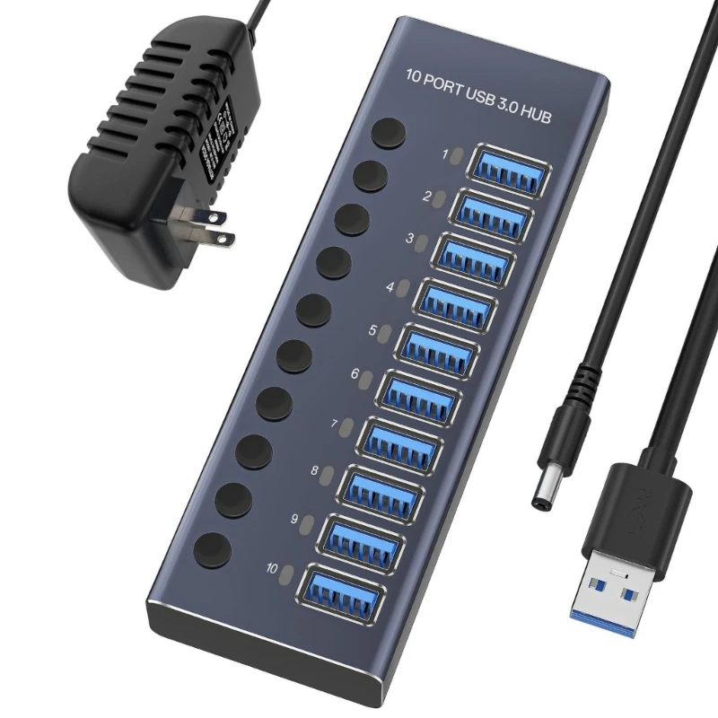 Multi Port USB3.0 Hub Expands To 10 Port USB Splitter Adapter 5Gbps Fast Data Transfer And Convenient Device Charging 601D
Multi Port USB3.0 Hub Expands To 10 Port USB Splitter Adapter 5Gbps Fast Data Transfer And Convenient Device Charging 601D