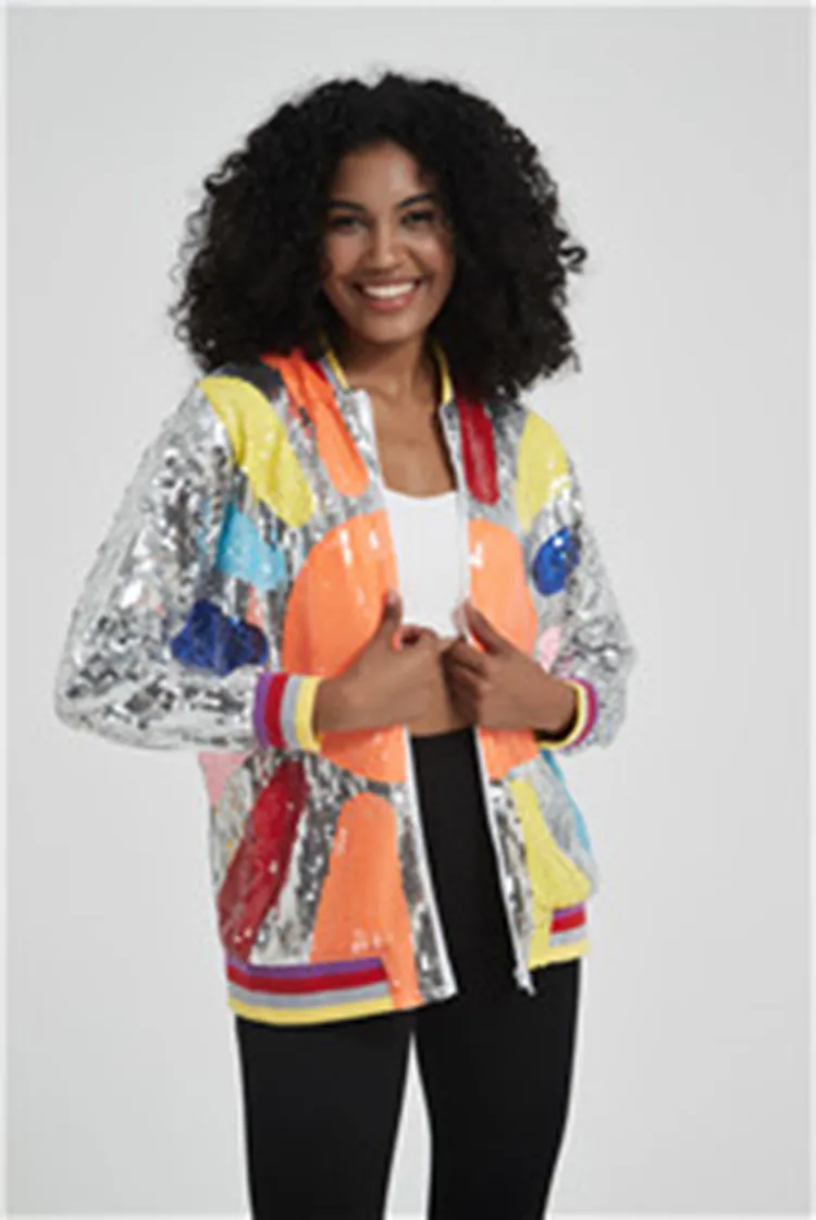 Свободная женская куртка в стиле хип-хоп с длинными рукавами, на молнии, весна-осень, новинка, с контрастными вставками и пайетками
Свободная женская куртка в стиле хип-хоп с длинными рукавами, на молнии, весна-осень, новинка, с контрастными вставками и пайетками