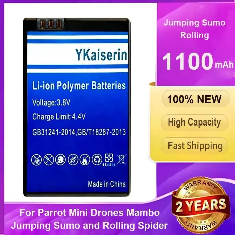 YKaiserin Battery 1100mAh For Parrot Mini Drones Mambo Jumping Sumo and Rolling Spider
YKaiserin Battery 1100mAh For Parrot Mini Drones Mambo Jumping Sumo and Rolling Spider