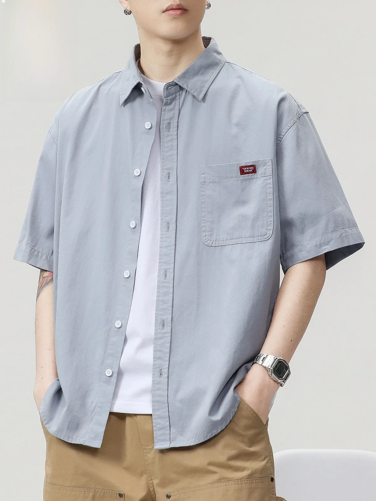 Men's ort Sve irt Loose Fit Pure Cotton Summer Faion Outerwear Button up Casual irt Youth Trend
Men's ort Sve irt Loose Fit Pure Cotton Summer Faion Outerwear Button up Casual irt Youth Trend
