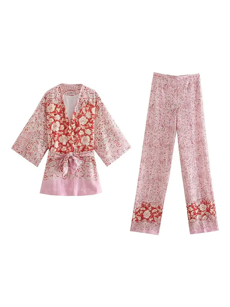 HH TRAF Vintage Floral Print 2-Piece Set Women Casual V-neck Lace-up Long Sleeves Loose Top Female Fashion High Waist Long Pants
HH TRAF Vintage Floral Print 2-Piece Set Women Casual V-neck Lace-up Long Sleeves Loose Top Female Fashion High Waist Long Pants