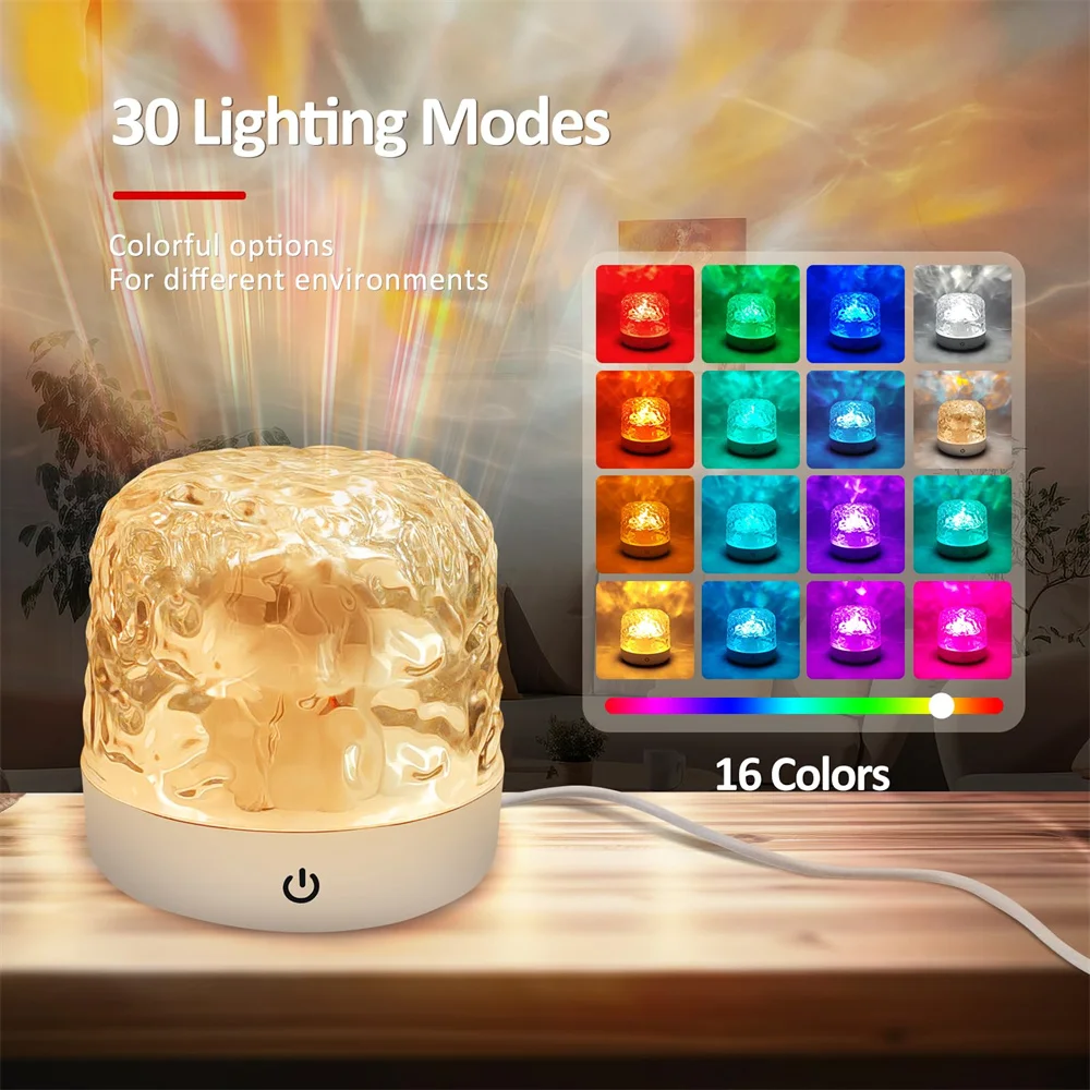 Water Ripple Projector 30 Color Waves Rechargeable Remote Control Dimmable for Bedroom Living Room Home Cinema Atmosphere Decor
Water Ripple Projector 30 Color Waves Rechargeable Remote Control Dimmable for Bedroom Living Room Home Cinema Atmosphere Decor