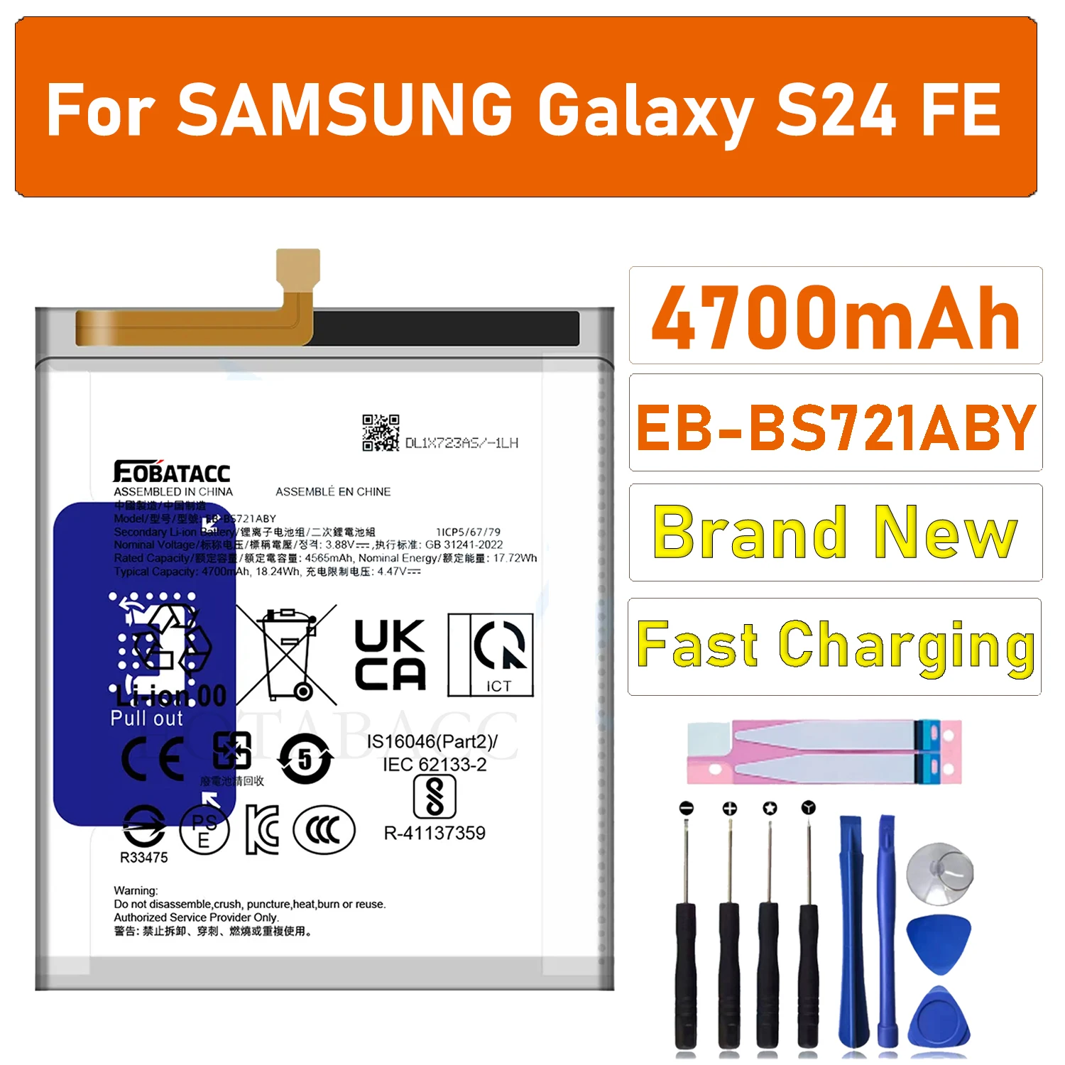 2025 YEARS EOTABACC 100% New High Quanlity Battery EB-BS721ABY For Samsung S24 FE Battery +Tools 6 sold
2025 YEARS EOTABACC 100% New High Quanlity Battery EB-BS721ABY For Samsung S24 FE Battery +Tools 6 sold