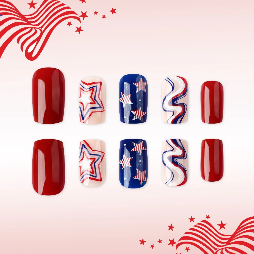 Press On Nails Independence Day Red White Blue Star Lines Glossy Surface 24Pcs Removable Fake Nail Art For Women Holiday Decor
Press On Nails Independence Day Red White Blue Star Lines Glossy Surface 24Pcs Removable Fake Nail Art For Women Holiday Decor