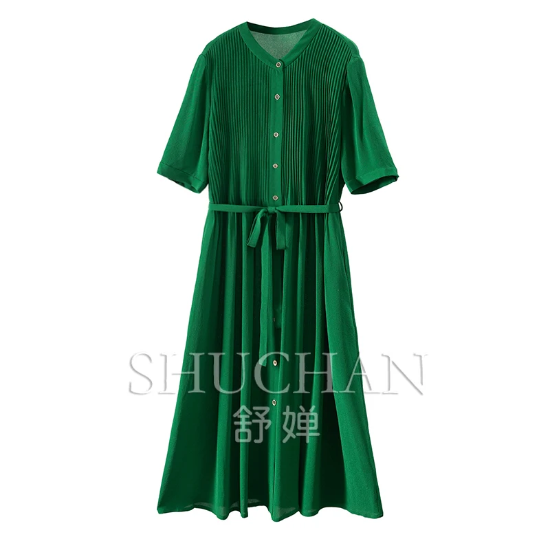 Green Dress Women Summer New 2024 Single Breasted Vestidos Elegantes Para Mujer 100% Natural Silk
Green Dress Women Summer New 2024 Single Breasted Vestidos Elegantes Para Mujer 100% Natural Silk