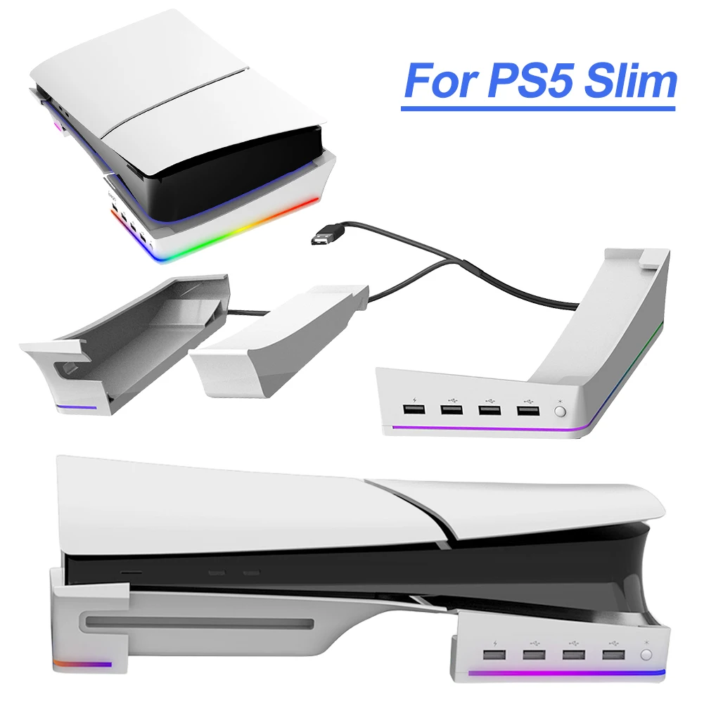 Для PS5 Slim Горизонтальный держатель с боковой подставкой-концентратором 1 быстрая зарядка и 3 порта USB 2.0 для передачи данных для Playstation 5 Slim
Для PS5 Slim Горизонтальный держатель с боковой подставкой-концентратором 1 быстрая зарядка и 3 порта USB 2.0 для передачи данных для Playstation 5 Slim