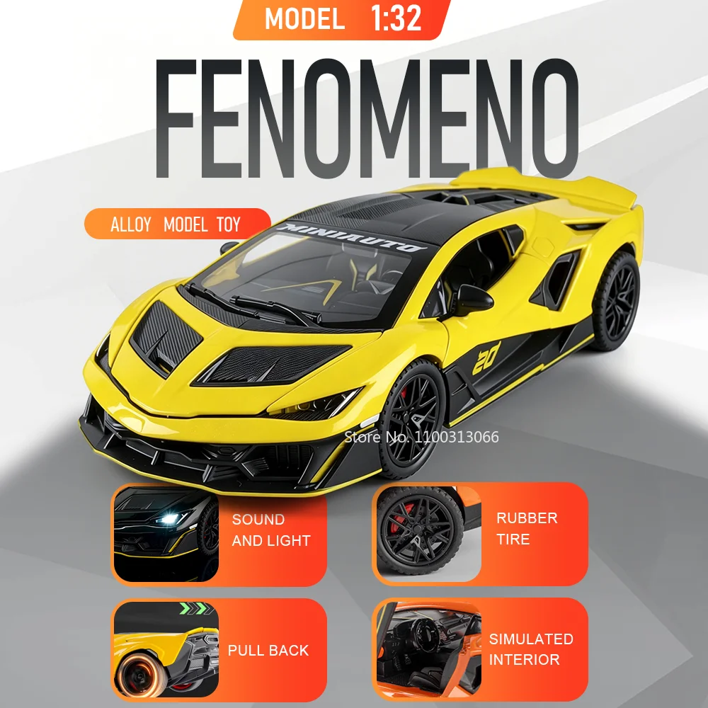 1:32 Fenomeno MC20 Car Diecast Model Miniature Alloy Toy Pull Back Sound Light Doors Opened Vehices Exquisite Gifts for Children
1:32 Fenomeno MC20 Car Diecast Model Miniature Alloy Toy Pull Back Sound Light Doors Opened Vehices Exquisite Gifts for Children