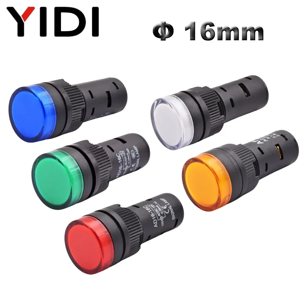 AD16-16 16mm Panel Mount LED Pilot Light Indicator Lamp 6V 12V 24V 110V 220V AC DC Red Green Blue White
AD16-16 16mm Panel Mount LED Pilot Light Indicator Lamp 6V 12V 24V 110V 220V AC DC Red Green Blue White