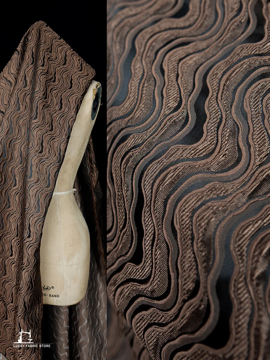 Coffee wavy water pattern three-dimensional concave and embossed texture gown jacket jacquard designer fabric
Coffee wavy water pattern three-dimensional concave and embossed texture gown jacket jacquard designer fabric