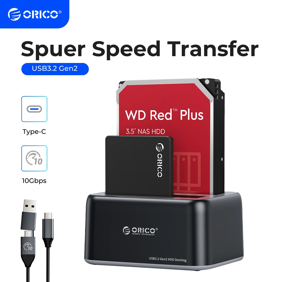 ORICO HDD Enclosure 3.5" SATA to Type-C 10Gbps Hard Drive Docking Station Support UASP 12V3A Power Adapter for HDD/SSD
ORICO HDD Enclosure 3.5" SATA to Type-C 10Gbps Hard Drive Docking Station Support UASP 12V3A Power Adapter for HDD/SSD