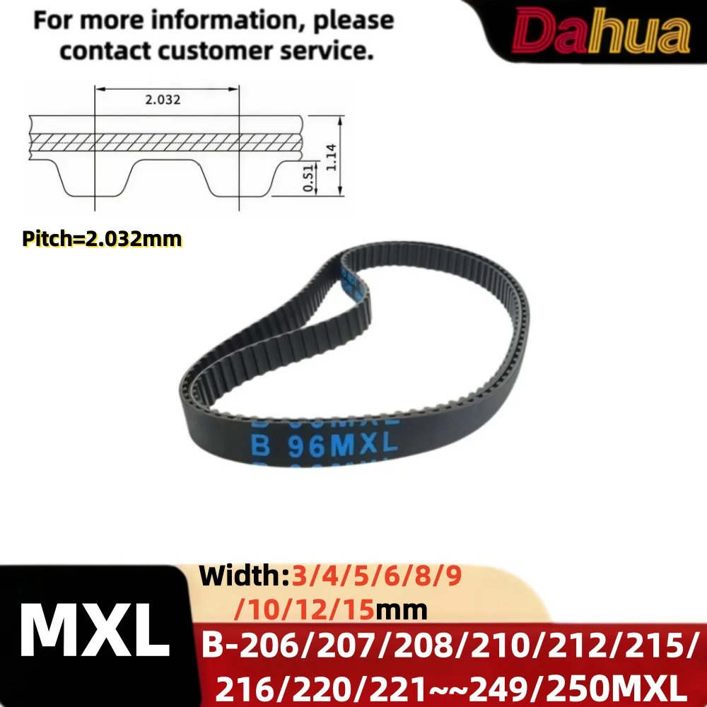 MXL Timing Belt, Pitch=2.032mm Width3/4/5/6/8/9/10/12/15mm Length B206/207/208/210/212/215~~249/250MXL Rubber Synchronous Belt
MXL Timing Belt, Pitch=2.032mm Width3/4/5/6/8/9/10/12/15mm Length B206/207/208/210/212/215~~249/250MXL Rubber Synchronous Belt