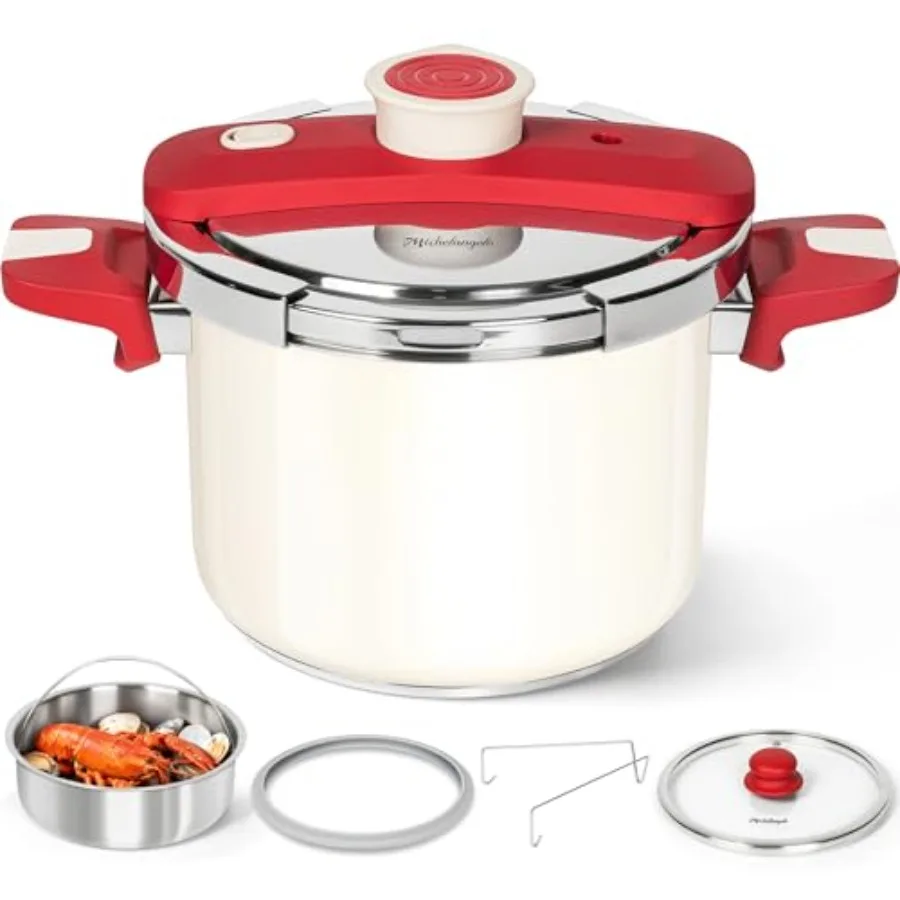 6.3 Quart Stainless Steel Stovetop Pressure Cooker 3-in-1 Pressure Pot with Glass Lid Steamer One-Hand Locking System Induction
6.3 Quart Stainless Steel Stovetop Pressure Cooker 3-in-1 Pressure Pot with Glass Lid Steamer One-Hand Locking System Induction