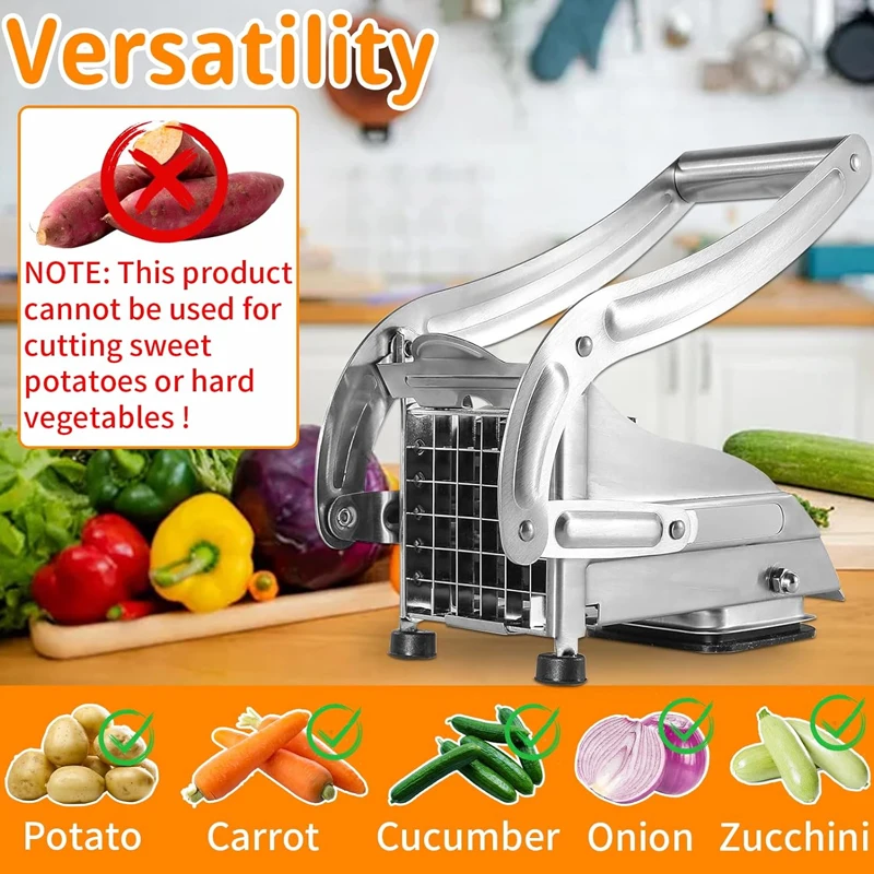 HOT Stainless Steel Potato Slicer Vegetable Cutter Multi functional Fast Cutting Tool with 2 Blades Portable Manual Fries Maker 
HOT Stainless Steel Potato Slicer Vegetable Cutter Multi functional Fast Cutting Tool with 2 Blades Portable Manual Fries Maker
