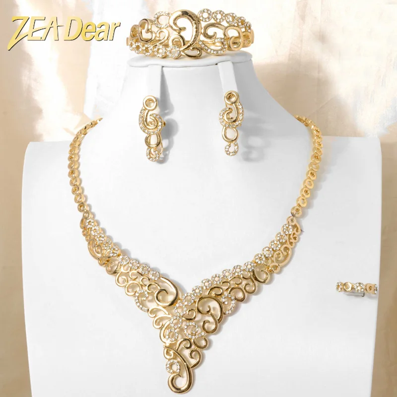 Zeadear Jewelry Ladies Necklace African Jewelry Bracelet And Ring For Women Flower African Jewelry Set Wedding Costume
Zeadear Jewelry Ladies Necklace African Jewelry Bracelet And Ring For Women Flower African Jewelry Set Wedding Costume