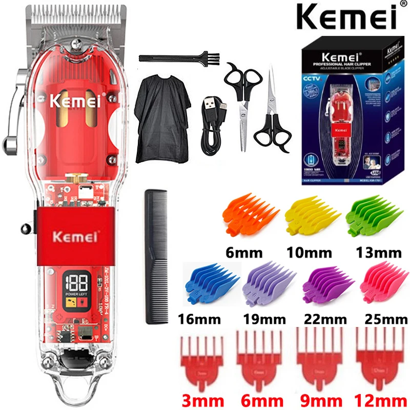 Kemei-1761 Cordless Professional Hair Clipper for Men Lithium Beard Hair Trimmer Electric Hair Cutting Machine Rechargeable
Kemei-1761 Cordless Professional Hair Clipper for Men Lithium Beard Hair Trimmer Electric Hair Cutting Machine Rechargeable