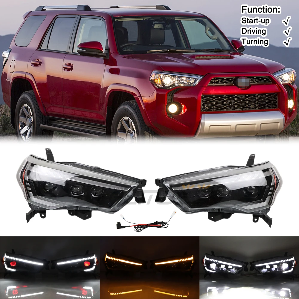 Передняя фара DRL в сборе для Toyota 4Runner Facelift Model 2014-2023, фара дальнего света с указателем поворота, головной свет L + R
Передняя фара DRL в сборе для Toyota 4Runner Facelift Model 2014-2023, фара дальнего света с указателем поворота, головной свет L + R