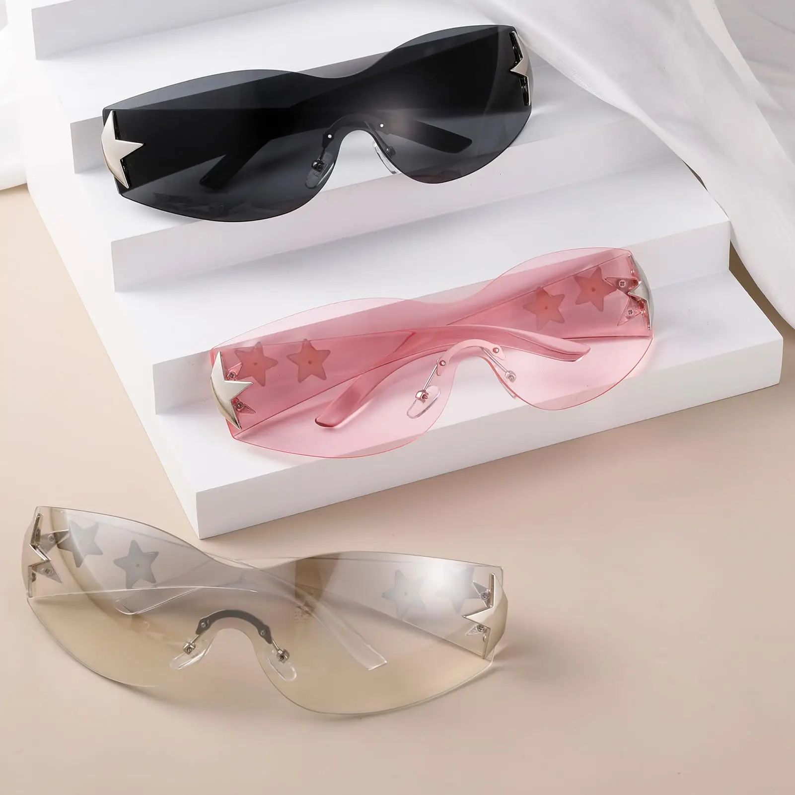 Rimless Y2K Sunglasses Star Wrap Around Glasses 2000S Accessories for Women Men Trendy Fashion Cool Shield Shades
Rimless Y2K Sunglasses Star Wrap Around Glasses 2000S Accessories for Women Men Trendy Fashion Cool Shield Shades
