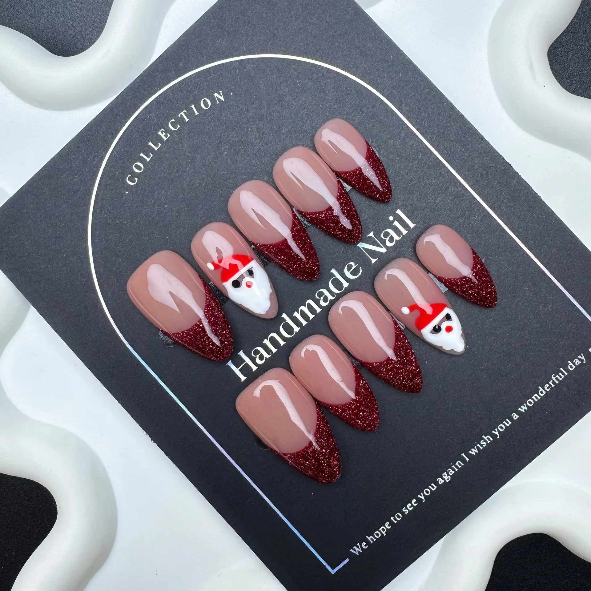 10pcs Handmade Press on Nails Christmas Red Almond French Full Coverage Nail for Women&Girl Short Removable Wearable Fake Nail
10pcs Handmade Press on Nails Christmas Red Almond French Full Coverage Nail for Women&Girl Short Removable Wearable Fake Nail