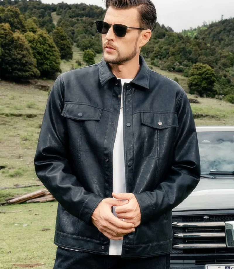 Europe Trend Men's Casual Leather Jacket Slim Fit Workwear Multi Pockets Motorcycle Blazer Spring Autumn Black Lapel Coat in045
Europe Trend Men's Casual Leather Jacket Slim Fit Workwear Multi Pockets Motorcycle Blazer Spring Autumn Black Lapel Coat in045