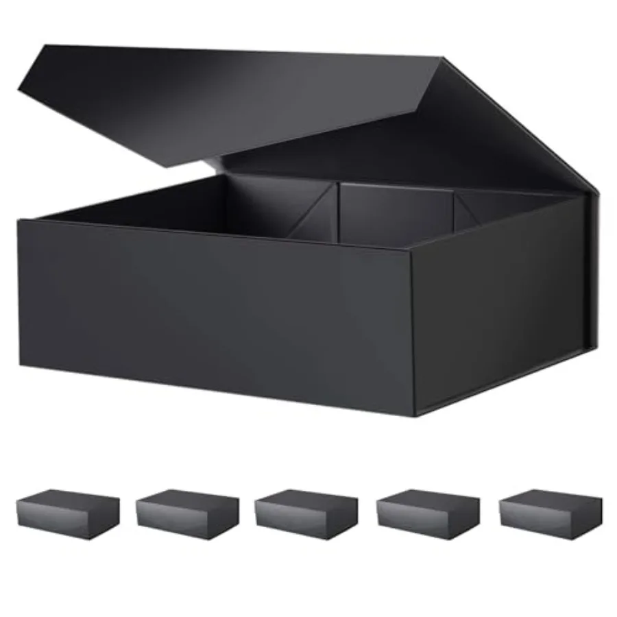 Groomsman gift boxes: matte black collapsible cardboard boxes, 13.5x9x4.1 inches, magnetic lid, elegant large size for wedding
Groomsman gift boxes: matte black collapsible cardboard boxes, 13.5x9x4.1 inches, magnetic lid, elegant large size for wedding