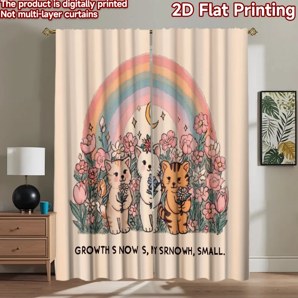 2D flat printing 2pcs Window Drapes Cute Cats Rainbow Stars Digital Printed Polyester Drapes Holiday Decorations Perfect for
2D flat printing 2pcs Window Drapes Cute Cats Rainbow Stars Digital Printed Polyester Drapes Holiday Decorations Perfect for