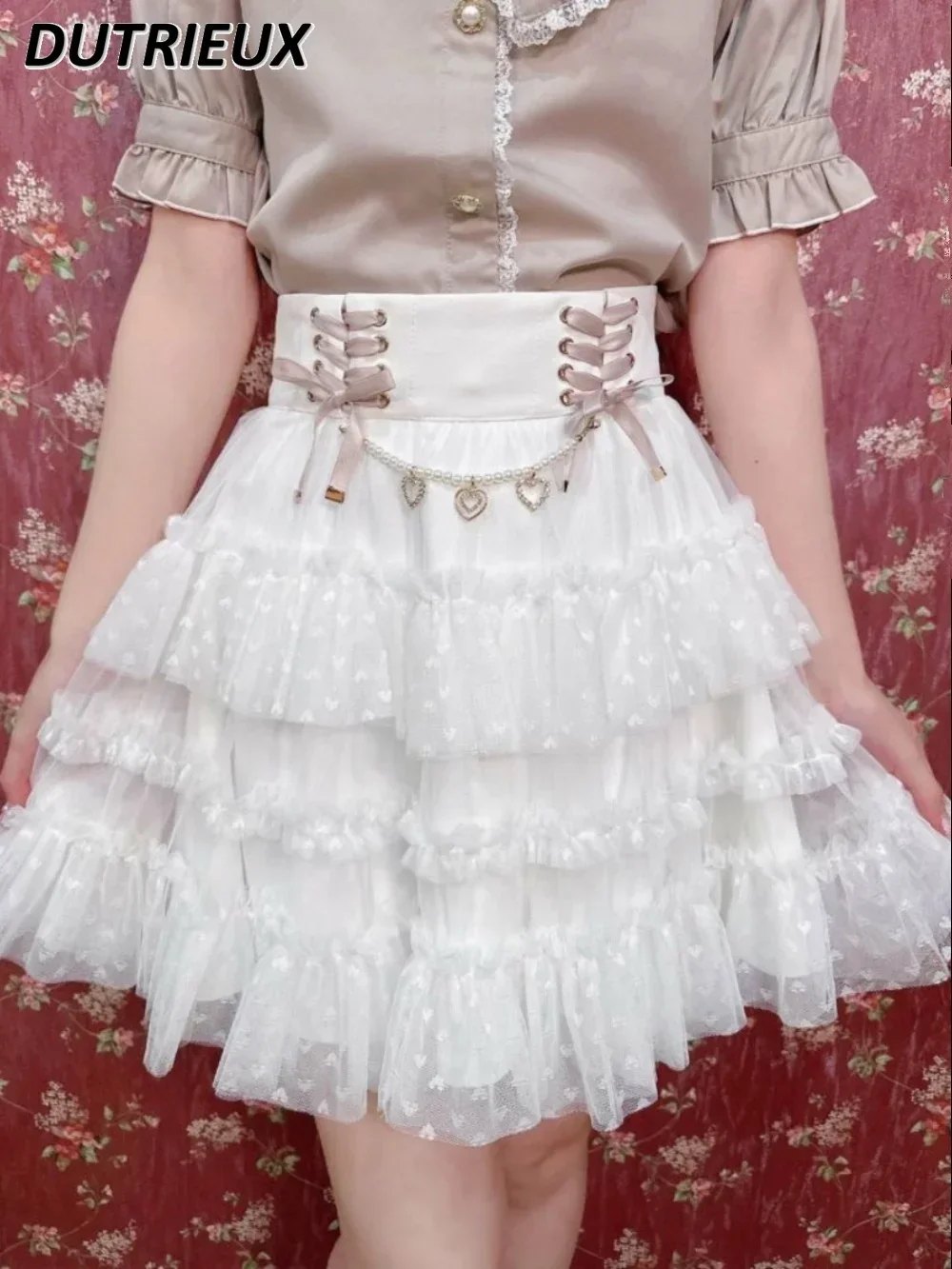 Japanese Style Mass-Produced Lolita High Waist Short Tiered Skirt Summer New Sweet Girl Bow Thigh-Length Irregular Skirts
Japanese Style Mass-Produced Lolita High Waist Short Tiered Skirt Summer New Sweet Girl Bow Thigh-Length Irregular Skirts