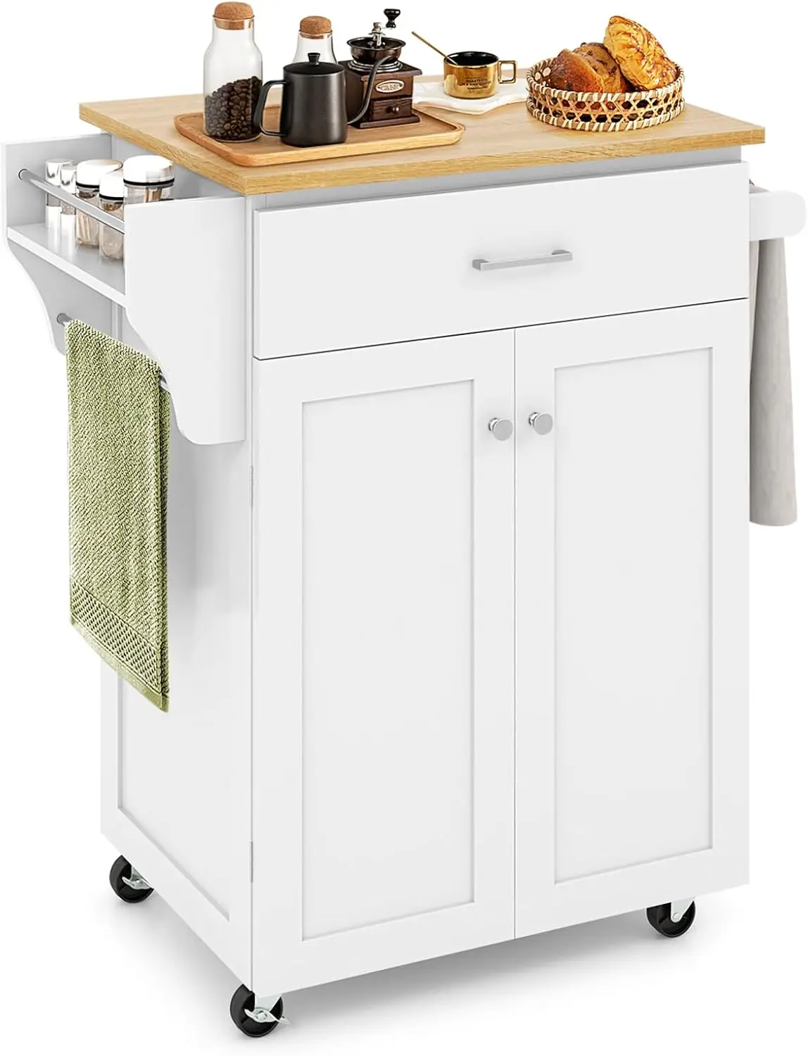 Kitchen Trolley Cart with Spice Rack,Large Drawer, Towel Rack,Storage Pantry Cabinet with Adjustable Shelf,Dining Room Furniture
Kitchen Trolley Cart with Spice Rack,Large Drawer, Towel Rack,Storage Pantry Cabinet with Adjustable Shelf,Dining Room Furniture