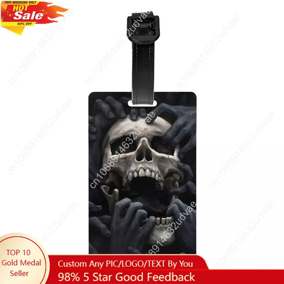 Custom Evil Hands Skull Luggage Tag Privacy Protection Halloween Gothic Skeleton Baggage Tags Travel Bag Labels Suitcase
Custom Evil Hands Skull Luggage Tag Privacy Protection Halloween Gothic Skeleton Baggage Tags Travel Bag Labels Suitcase