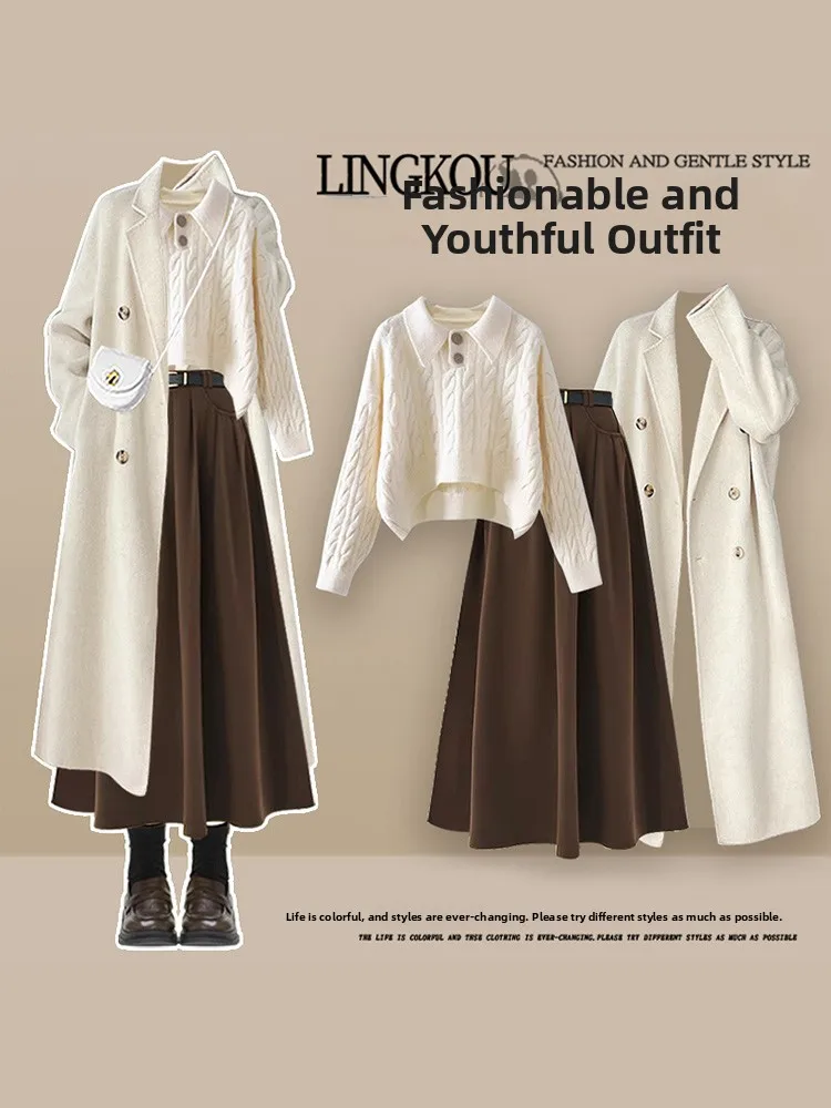 Elegant plus Size Autumn Winter Women's Knitted Sweater And High Waist Skirt Set Casual Fashion Three Piece Ensemble
Elegant plus Size Autumn Winter Women's Knitted Sweater And High Waist Skirt Set Casual Fashion Three Piece Ensemble